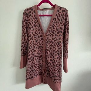 Pink animal print cardigan